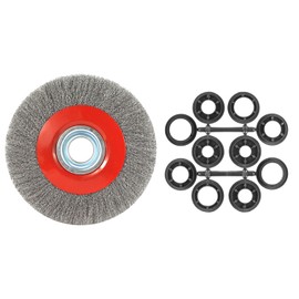 8in Carbon Steel Crimped Bench Wire Wheel for Bench Grinder- 0.012-Inch Coarse with 1/2" 5/8" 3/4" 7/8" 1"(5sets) Spacer Arbors