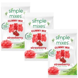 Simple Mixes Natural Gummy Mix, Healthy Snack, Dye-Free, No Gluten or Fat, Kosher, (3 Pack, Strawberry)