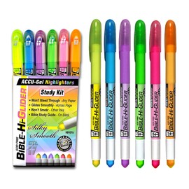 G.T. Luscombe Company, Inc. Accu-Gel Bible-Hi-Glider Bible Study Set | Precise Tip Size | No Bleed Solid Gel Highlighter | No Smearing or Fading | Long Lasting Bright Colors (Set of 6) – 2 Sets