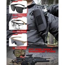 WYNEX Tactical Molle Glasses Pouch, Shockproof Eyeglass Case, Sunglass Case Hard Shell with Patch, Universal Protects Glasses