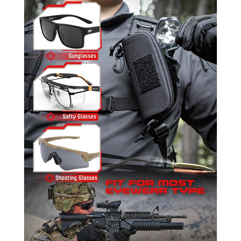WYNEX Tactical Molle Glasses Pouch, Shockproof Eyeglass Case, Sunglass Case