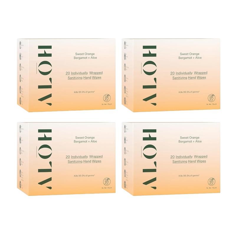 Sweet Orange Bergamot + Aloe Individually Wrapped Sanitizing Hand Wipes