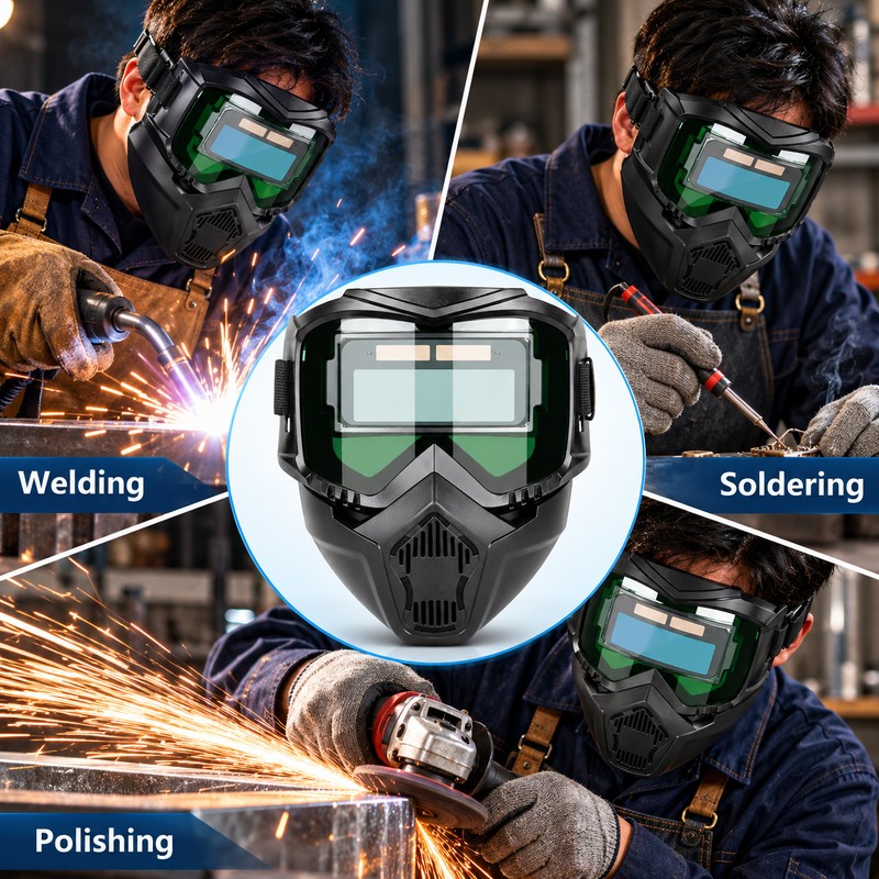 Auto-Darkening Welding Face Shield for Welding & Polishing – Removable