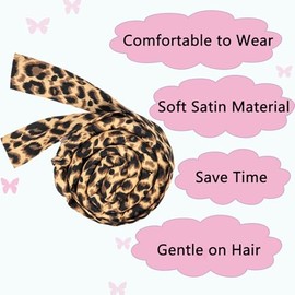 Diadema Rizadora Sin Calor Para Rizos Nocturnos, Cinta Rizadora De Cabello Sin Calor Y Juego Para Cabello Largo (Estampado De Leopardo)