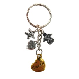 Love Heart Keyring Grandpa Angel Charm Pendant