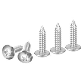 DTGN #14x1 Sheet Metal Screws - 50 Pack - for Wood, Furniture - 304 Stainless Steel Phillips Truss Head Self Tapping Tip Wood Screws - Silver