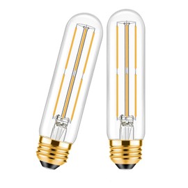 Dimmable T10 LED Tubular Light Bulb 6W 60W Equivalent Vintage Light Bulb LED Type T Bulbs 600LM for Pendant Lights Cabinet Chandelier 2700K Soft White, 2 Pack