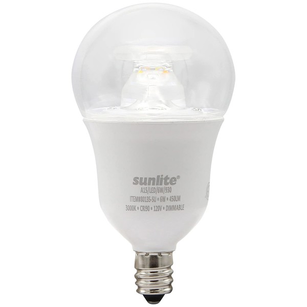 Sunlite 80135 LED A15 Appliance Clear Light Bulb, 6 Watts