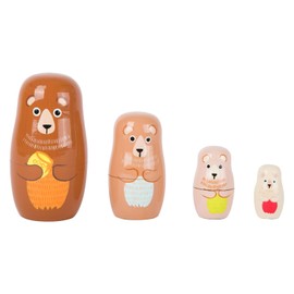 Small Foot 10621 Matrjoschka Bear Figures Made of Wood in Four Different Sizes and Colours, Teaches The Hand-Eye Coordination and is Suitable as a Decoration