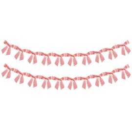 2pcs Peach Pink Bow Garland Banner Ribbon Bow Party Décor for Baby Shower Women Girls Bow Coquette Birthday Party Decorations