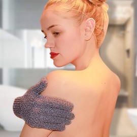 Evridwear Exfoliating Glove for Shower Man and Women, Dual Texture Bath Body Scrub Gloves Dead Skin Cell Remover forHome Spa, Massage,with Hanging Loop (2 Pairs Heavy)