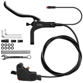 DYISLAND LD-200 2-Pistons Hydraulic Disc Brake Set for ebike,2-PIN Power-Off Electric Bike Hydraulic Brake kit，Hydraulic Brake Kits with mounting Tools and Screws (Black-Rear1850mm-Single Set)