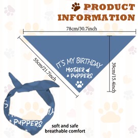 arricraft 1 Pc Birthday Theme Dog Bandana, 78x39cm(30.7x15.35 inch) It's my Birthday Mother Puppers Words Triangle Adjustable Comfortable Pet Bibs Washable Cotton Scarf Kerchief for Large Dog