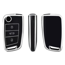 OFFCURVE Key Case Car Key Cover Key Case Protective Cover for VW Volkswagen Golf 7 MK7 Polo T-ROC Seat Leon Cupra Ibiza Toledo Arona Ateca Skoda Octavia Fabia Superb