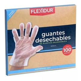 Flexidur Guantes Desechables Transparentes Plastico Degradable 100uds