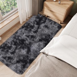 ConCus-T Grey Bath Mat Area Rug for Girls Boys Bedroom Shag Faux Fur Play Rug Fluffy Rug Cute Furry Mat for Tub Living Room, Dark Grey, 60 X 120cm