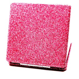 mpowtech Square Pink Compact Mirror for Women,Small Magnifying Travel Mirror with Glitter,Portable 2 x 1x Magnification Folding Pocket Makeup Mirror Cosmetic Mirror for Gift Travel Essentials