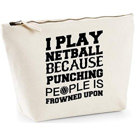 Hippowarehouse I play netball because punching people is frowned upon printed make up cosmetic wash bag 18x19x9cm