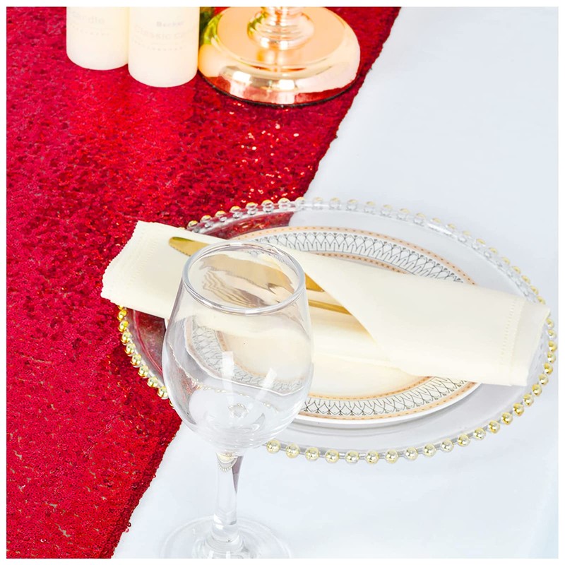 WISPET Red Sequin Table Runner 12 X 108 Inch Pack