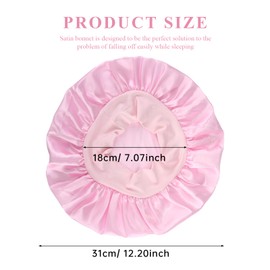 Satin Hair Cap with Hair Bobbles, Sleep Cap, Satin Bonnet Night Sleep, Silk Hood for Sleeping Sleep Cap, Hair Protection, Soft Sleep Cap, Women's Hair Protection for the Night, Pink, pink