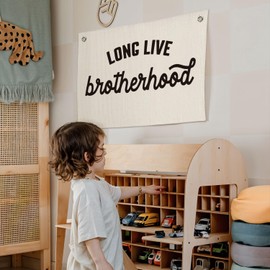 CEBTHN Boys Room Decor – Long Live Brotherhood Linen Canvas Banner, Wall Hanging Flag for Playroom, Nursery, Teen Boy Bedroom, Rustic Adventure Wall Art, 20x30 Inch