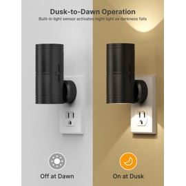 Likelgn Night Light Plug into Wall, 2 Pack Dimmable LED Nightlight with Dusk to Dawn Sensor, Soft White Glow, for Hallway, Bathroom, Bedroom, Black