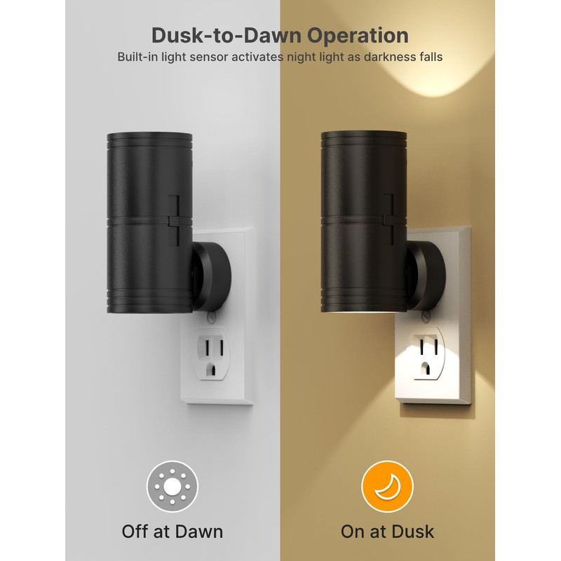 Likelgn Night Light Plug into Wall, 2 Pack Dimmable LED