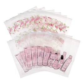 Miamica Floral Resealable Bags and Packing Organizers, Set of 12, 7.5” x 8” x 0.1”, Pink