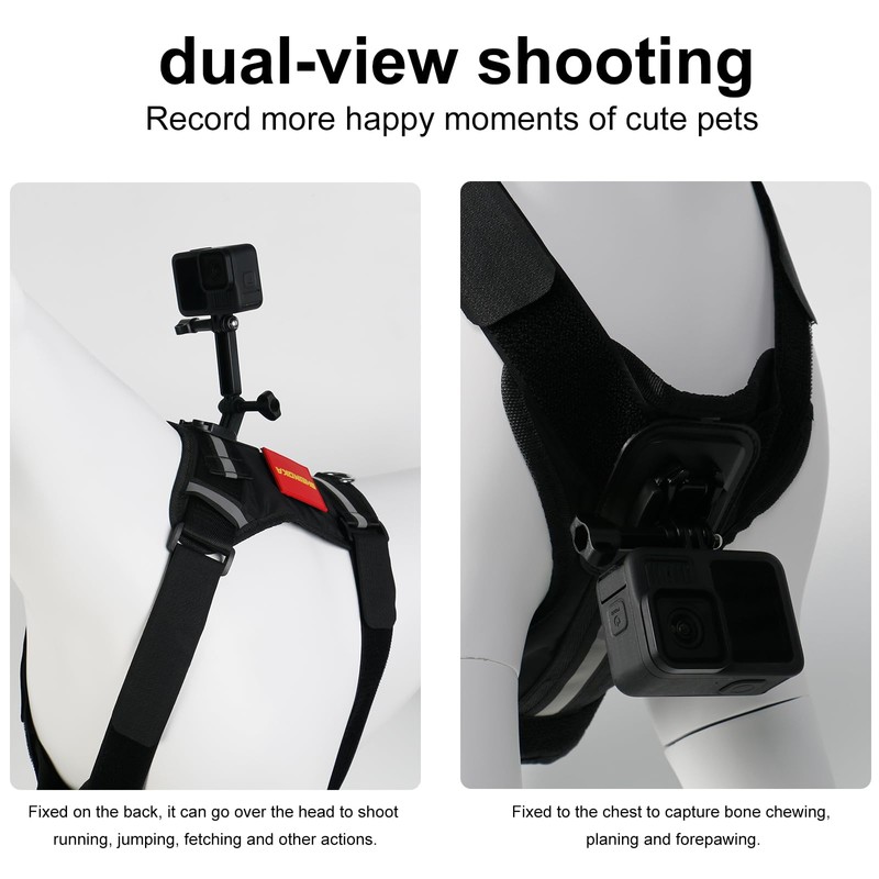 Dog Harness for Gopro, Dog Harness Vest with Buckle Mounts