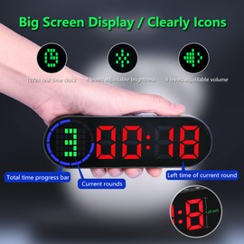 LUCORB Portable Gym Timer for Home Gym Interval Timer for Workout with Time Progress Bar/Rounds, Workout Clock for Boxing HIIT Tabata Emom Fitness Rechargeable Battery Powered…