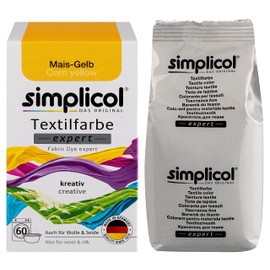 simplicol Textile Paint Expert Corn Yellow 1749, Pack of 2: Colour for Creative, Easy Dyeing in the Washing Machine or Manual