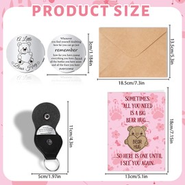 Luvart Pocket Hug Gifts for Friends - Pink Bear Hug Card with Envelopes and Keyring, Thinking of You Gifts for Best Friends Besties Boyfriends Girfriends Long Distance Relationships Presents