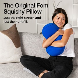 Brookstone Squishy FOM Cushion Pillow - The Original Stretchy, Comfy, Colorful Pillow for Neck, Lumbar Support, and Bed - Ideal for Sleeping, Car, and Travel - Small Pillow, Blue, 12 x 7 Inches