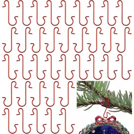 CNglam 120Pack Christmas Ornament Hooks Easter Egg Hook Metal Wire Hooks S-Shaped Hangers with Storage Box for Xmas Tree Decorations(Red)