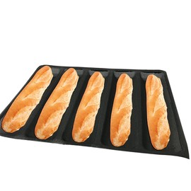 Bluedrop Hot Dog Molds Silicone Bread Forms Non Stick Bakery Trays For Roll Toasting 5 Loaves 12" Sheets