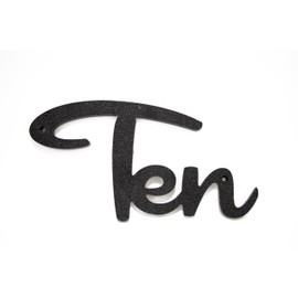 Mid-Century Modern Cursive House Numbers Mid-Century Modern Script Address Words Weather-Resistant Floating Numbers | DIY Installation with Stainless Steel Screws Included (Ten)