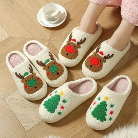 Thick Winter Christmas Character Non-slip Fur Slippers for Men & Women LF1070 Free Size: EU 44-45 (Fits EU 43-44) 2ea