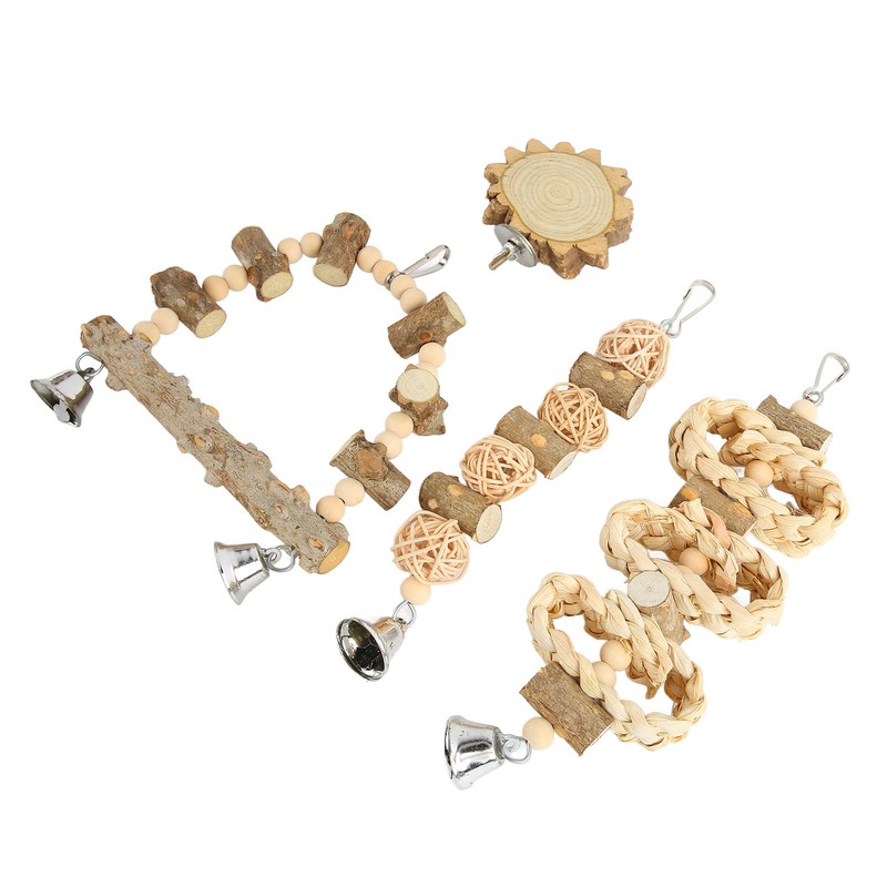 Bird Chewing Toys Hanging Natural Wood Parrot Swing Chewing Toys
