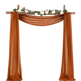 Socomi Wedding Arch Draping Fabric 3 Panels 29" x 19Ft Terracotta Sheer Chiffon Curtain Drapes 6 Yards for Wedding Ceremony Birthday Party Decoration