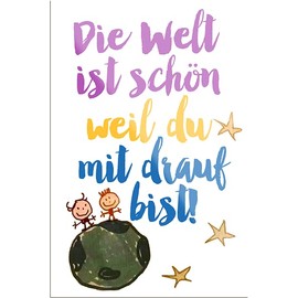 schilderkreis24 Beautiful Saying "Die Welt ist schön" Magnet Decorative Quote Fridge Magnet Gift Idea Birthday Christmas 9 x 6 cm