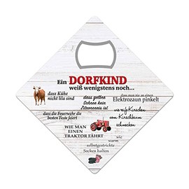 KM013 Cult Magnet Opener Bottle Opener Coaster Coaster Village Child 9 x 9 cm