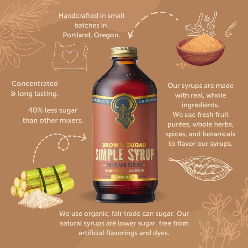 Portland Syrups Brown Sugar Simple Syrup - Drink Mix for