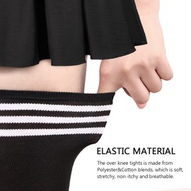 DRESHOW 2 Pairs Extra Long Thigh High Socks Long Boot Stockings Striped Over Knee Socks for Women Cotton Leg Warmers