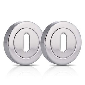 XFORTÂ® 2 Pack Standard Escutcheons Polished Chrome, Escutcheon Keyhole Cover, Mortice Door Lock Cover for Security and Protection from Key Damage, Durable Escutcheon Plate with Concealed Screws.