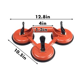 Triple Suction Cup Lifter – 3 Heavy Duty Suction Cups with Attached Suction Cup Handle – Suction Cup Glass Lifter