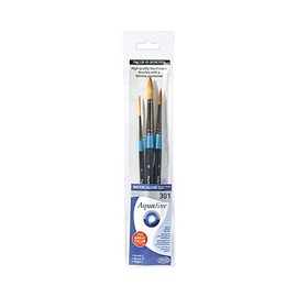 Daler-Rowney Aquafine Watercolour & Gouache Painting Brush Wallet Set, 3 Assorted Short Handle Brushes, Soft Synthetic & Sable Hair, Ideal for Professional & Students