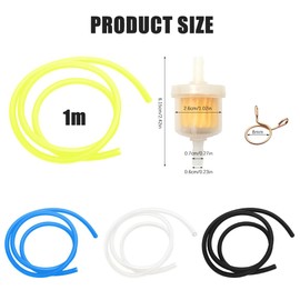 SacJkt Fuel Line Hose Kit, 4pcs Colorful High Temperature Resistant Petrol Pipe with 16 Hose Clamps and 4 Fuel Filters, Suitable for Motorcycle, Trucks, Cars, Scooter (1M)