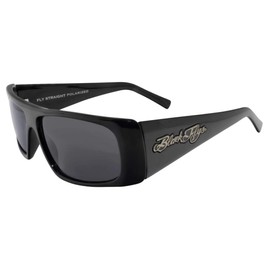 Black Flys Fly Straight Sunglass Shiny Black w/Smoke Polarized Lens