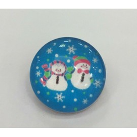 NOOSA 18mm Snap Bead - Blue Double Snowman - XMAS, Winter