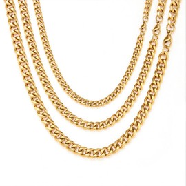 SephSmith Cuban Link Chain for Men Women, Stainless Steel Cuban Link Necklace, Silver/Gold Tone Hip-Hop Style, 2.8/3/3.6/4/5/6/8/10 mm Width, 18/20/22/24 Inch Length Chain (2.8mm Gold, 20 inch)